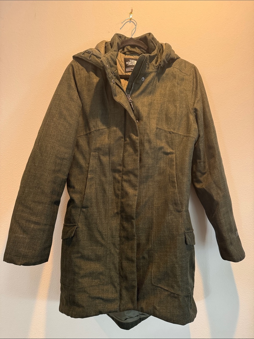 The North Face Olive Green Hooded Women's Trench Coat